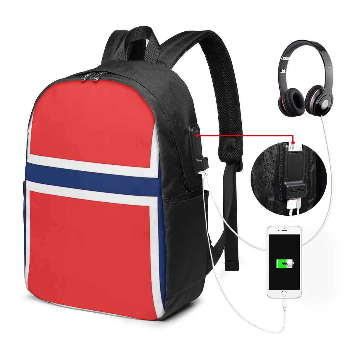 Laptop Bag - Rucksack mit Norwegen-Flagge, Reisetasche für Notebooks,