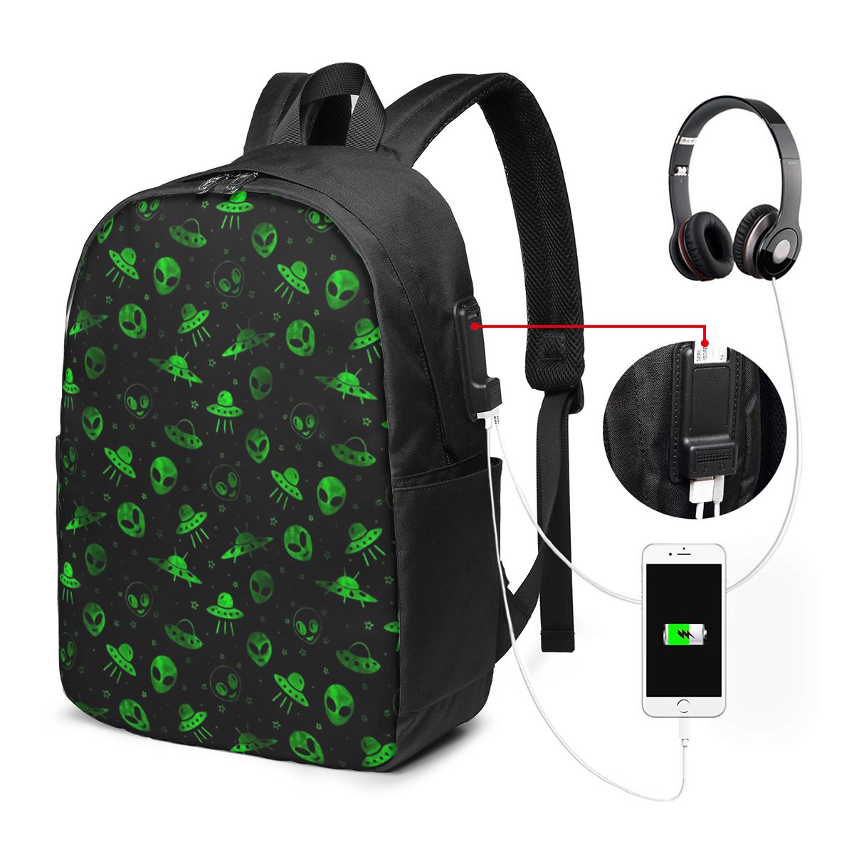 Rucksack mit Alien- und UFO-Mu – Laptop Bag Bewertung und Preis